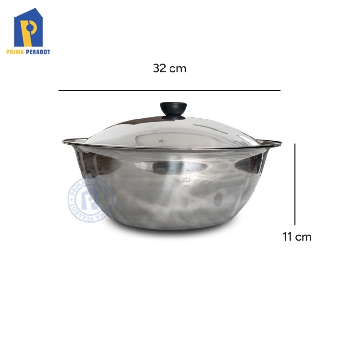 Baskom Tutup Stainless Steel 32 Cm Mixing Bowl Salad Bowl