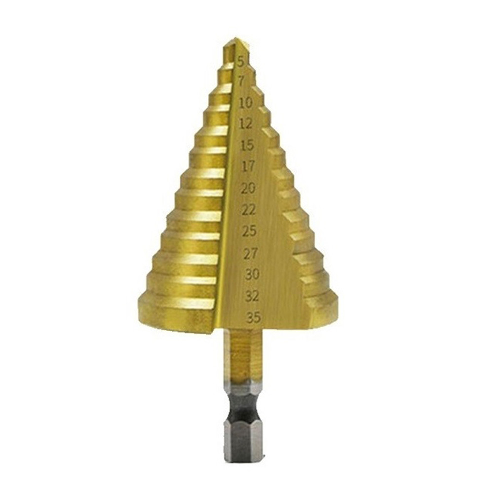 5-35mm HSS Titanium Core Step Drill Bit Spiral Groove Wood