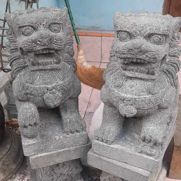 patung batu singa kilin 40 cm
