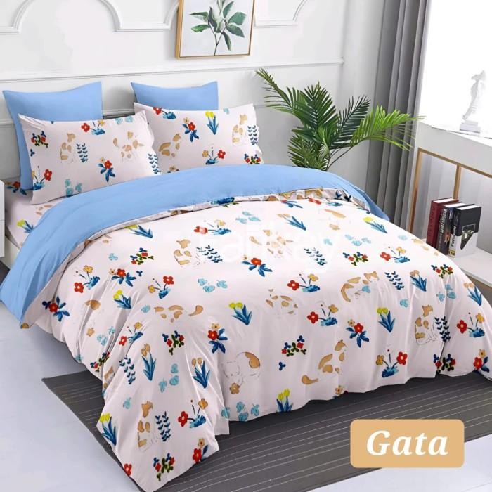 Bedcover Set Microtex Motif Anak Gata Kucing Cat Karakter Lucu Murah Size Double Queen King 140X200 