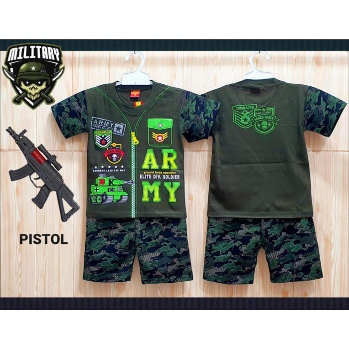 PROMO Setelan Anak Baju Army Tank Set Pistol Mainan /Tentara Anak2-10 tahun