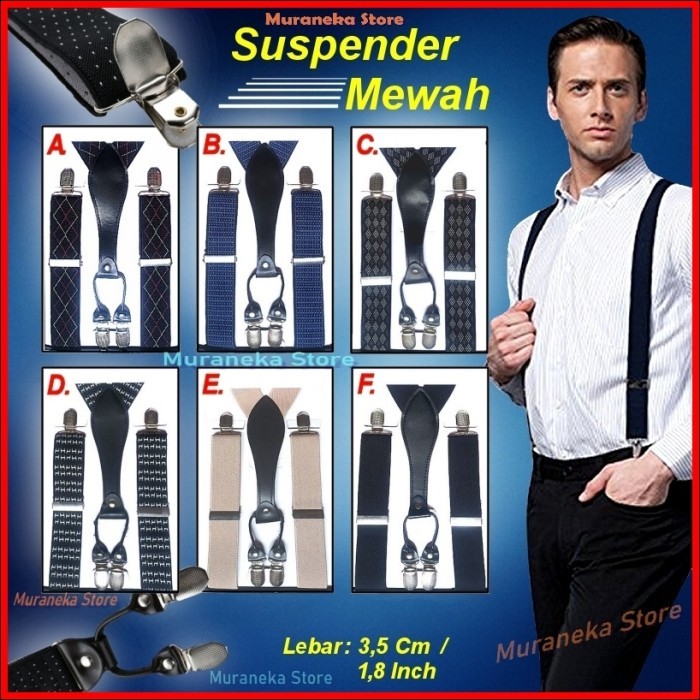 Bretel Mewah Suspender Import Polos Tali Kodok Jojon Baju Jeans Denim