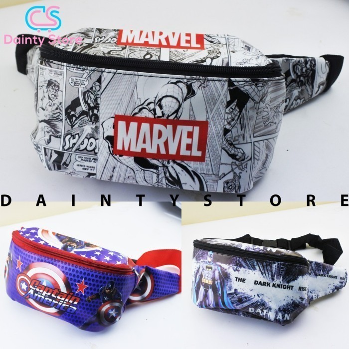 Tas Waist Bag Waisbag Anak Laki Laki Cowok Karakter Lucu Batman Marvel