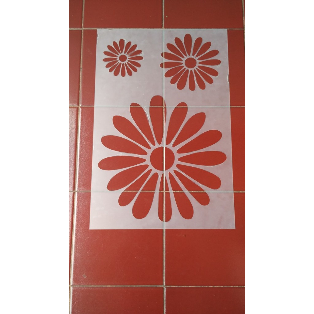 

Stencil Dinding, Wall Stencil, Flower stencil Motif 7