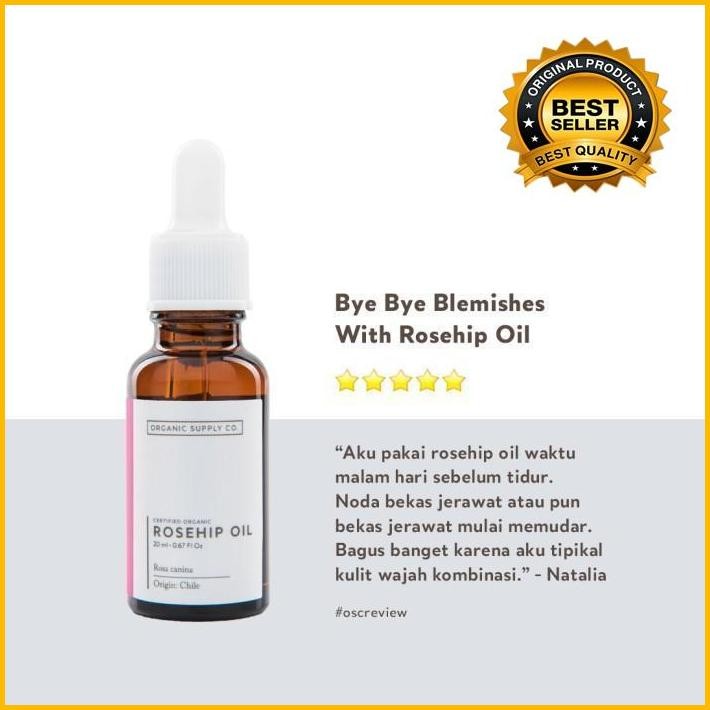 Organic Supply Co. Rosehip Oil: Pure, Murni, Cold-Pressed, Unrefined Terlaris 100 % Original
