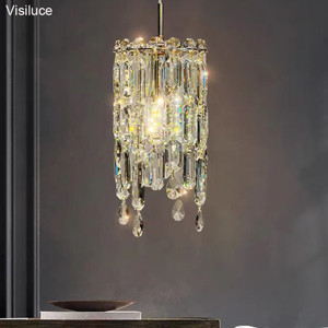 Lumico Modern Mini Crystal Chandelier Pendant light for Kitchen Island Hallway Entryway Bedroom Beds