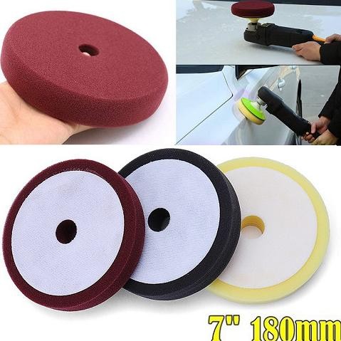 Silahkan Order] 3 Pcs Spon Busa Poles 7 inch Padat Sponge Foam Polishing Disc Pads HQ