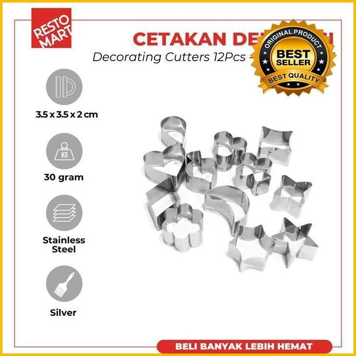 

Cetakan Dekorasi / Decorating Cutters 12Pcs Restomart Ss (0611083) Termurah 100 % Original