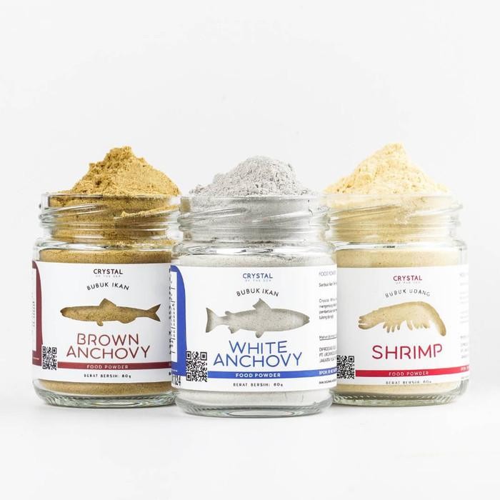 

(Set Of 3 Size 80G) White Anchovy + Brown Anchovy + Shrimp Food Powder Terlaris 100 % Original