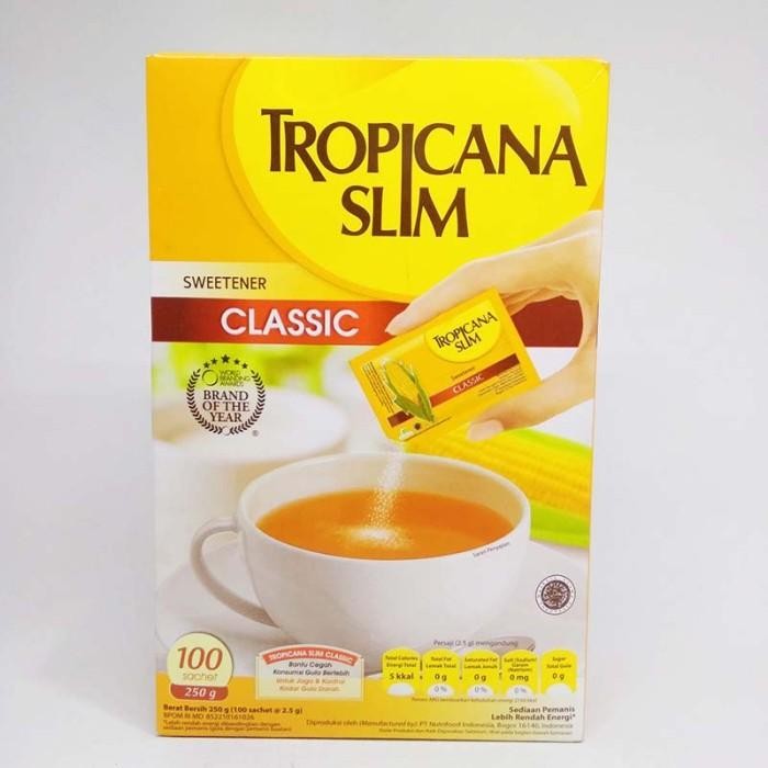 

Tropicana Slim Sweetener Classic 100'Sx 2 Gr Terlaris 100 % Original