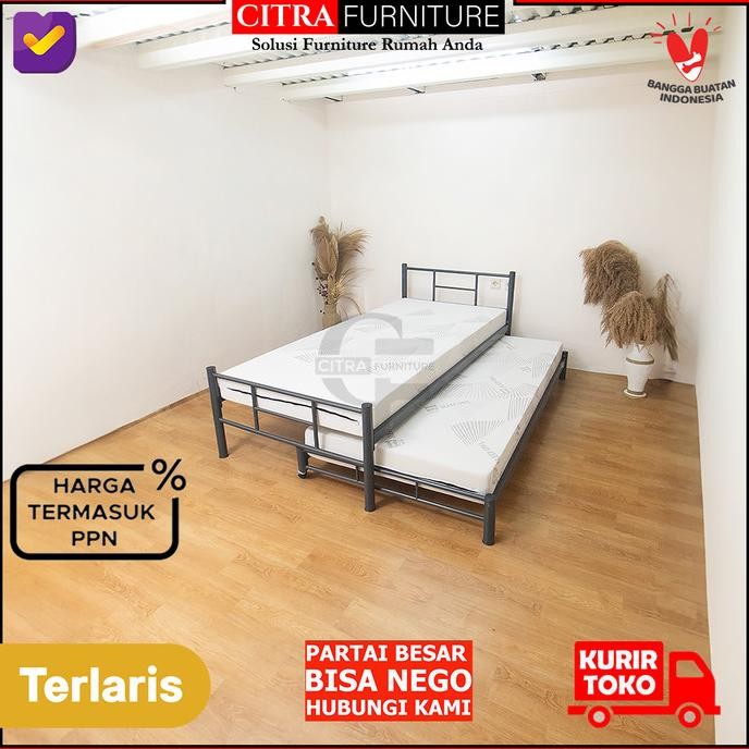 Sale Ranjang Besi Sorong Minimalis 2 In 1 | Dipan Rangka Tempat Tidur Besi