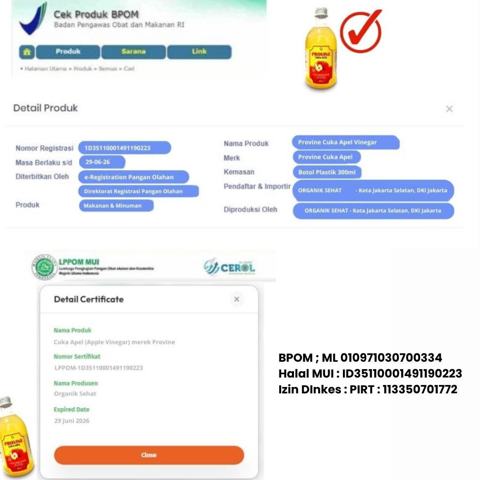 

PROVINE CUKA APEL PUM HALAL dan Sudah Vinegar With Mother