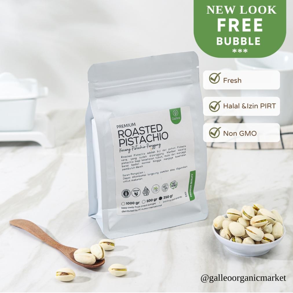 

Kacang Pistachio Roasted Fustuk Galleo Pouch 1 Kg / Kacang Pistachio Panggang Oleh Oleh Umroh Haji
