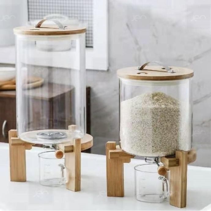 

Rice Flour Grains Cereal Glass Dispenser Nordic Style Beras Tepung Box Original Dan Terpercaya