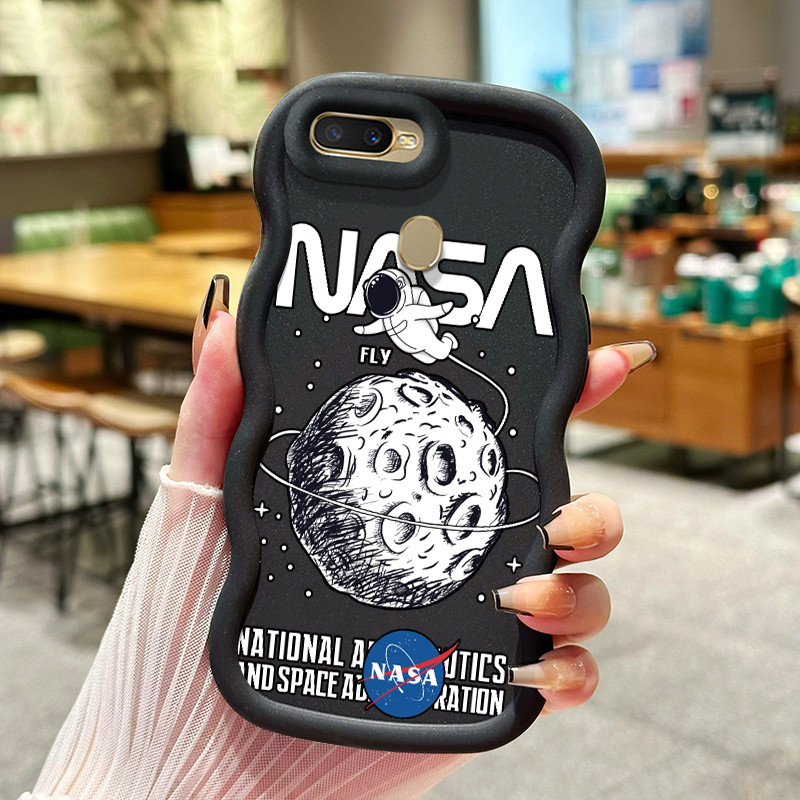 Casing Hp Untuk OPPO A7 A5s A12 A12s A11K Case NASA astronot anti selip tekstur lembut softcase bata
