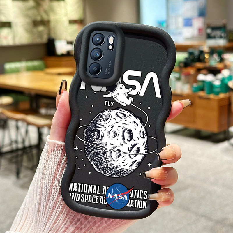 Casing Hp Untuk OPPO Reno 6 4G Case NASA astronot anti selip tekstur lembut softcase batas gelombang