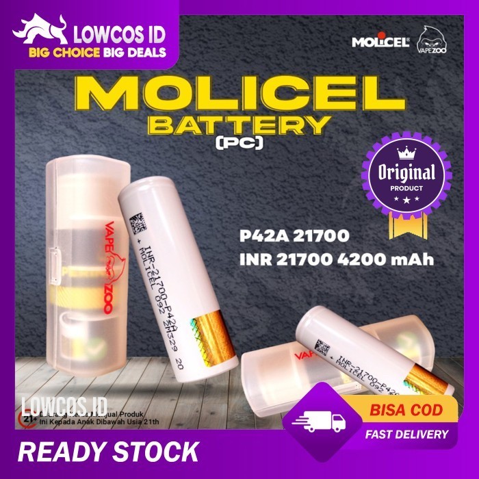 Baterai Molicel Battery ( P42A 21700 ) 4200Mah Authentic 1Pcs New