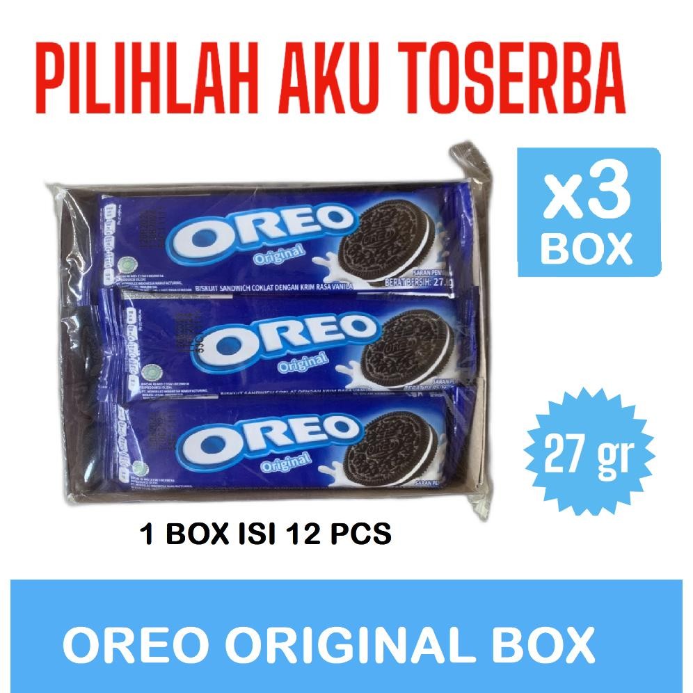 

Biskuit Oreo Original Krim Vanilla 12 x 27 gr ( HARGA PAKET 3 BOX )