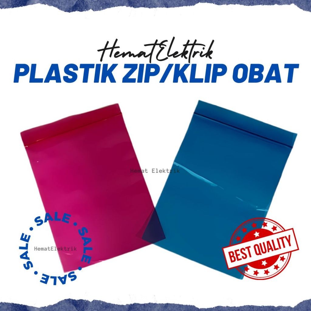 Plastik Klip Ziplock Plastik Obat Zipper Biru Pink 100 Pcs 13 x 8,7 cm