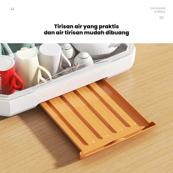 Murah Rak Piring Plastik Tertutup Pengering Air Mangkok Sendok Dengan Tutup Non COD