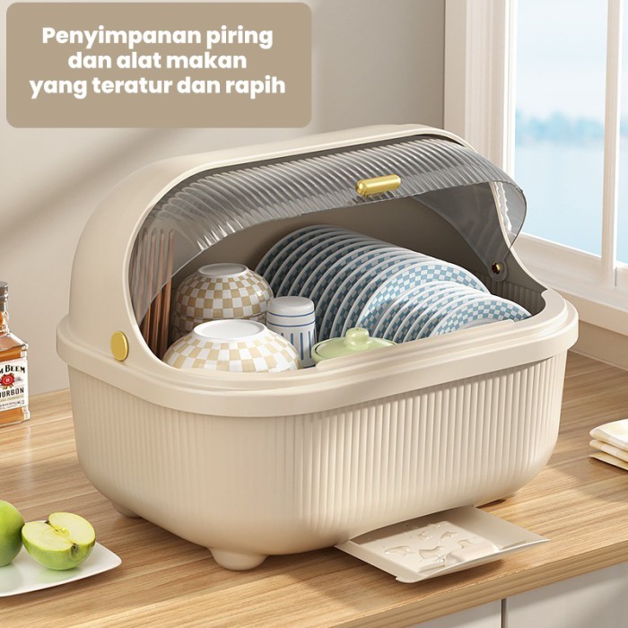 Murah DEJAVU Rak Piring Plastik Rak Pengering Piring Tempat Alat Makan Rak Pengering Mangkok Sendok