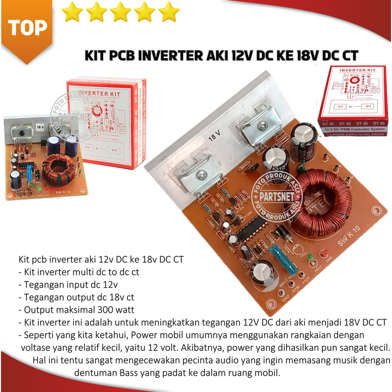Kit pcb inverter aki 12v DC ke 18v DC CT