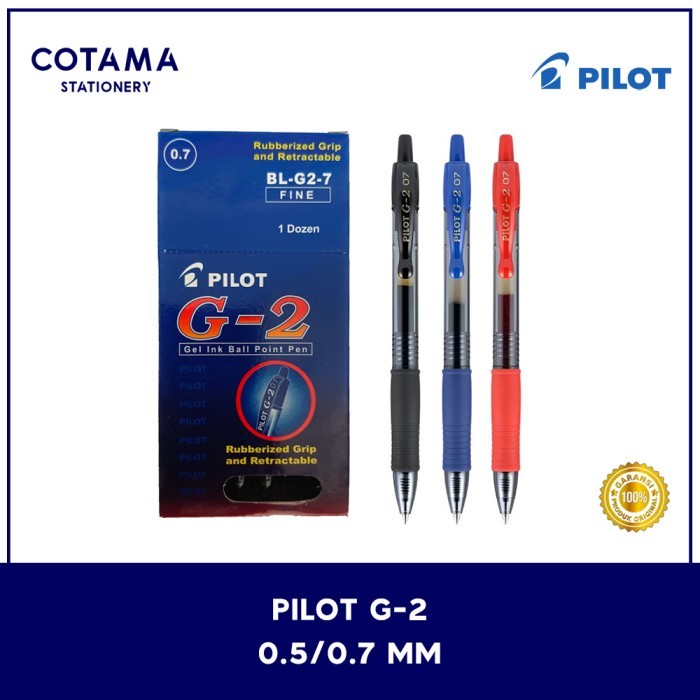 

Pulpen Pilot G-2 G2 Fine Gel Pen 0.5/0.7 Mm - Hitam Biru Merah