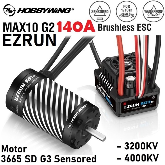 Hobbywing Ezrun MAX10 G2 140A 3665SD G3 2400KV 3200KV 4000KV Brushless