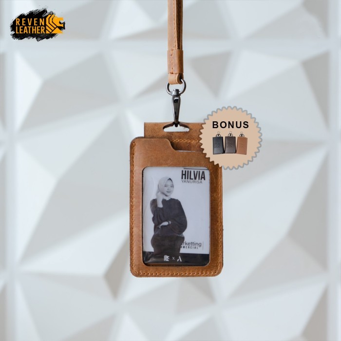 

Reven Leather Id Card Name Tag Kulit Sapi Asli Berly Lanyard