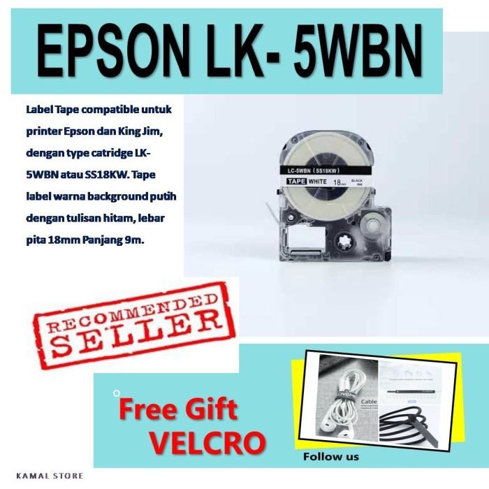 

LK-5WBN Labelworks compatible untuk Epson dan KingJim