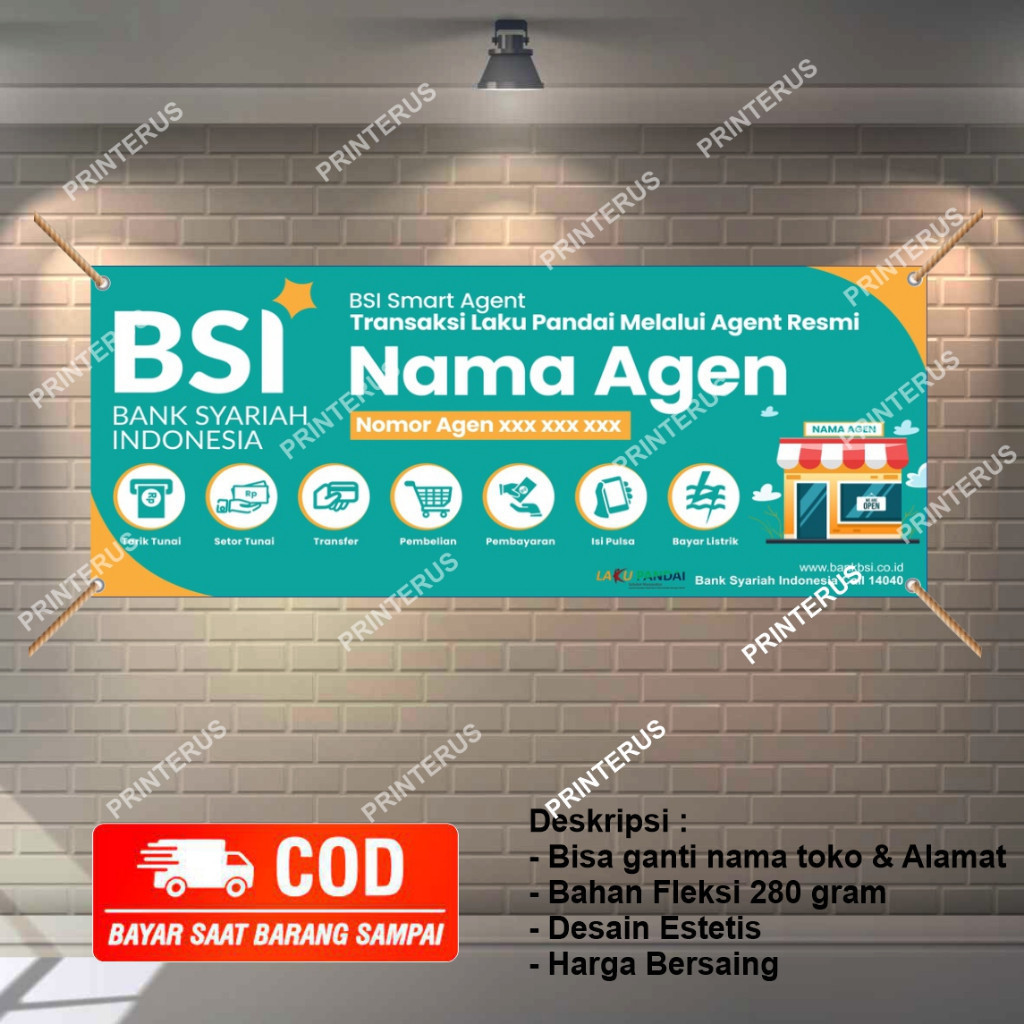 Banner Spanduk Agen Bank BSI Syariah Baligo Resmi Termurah