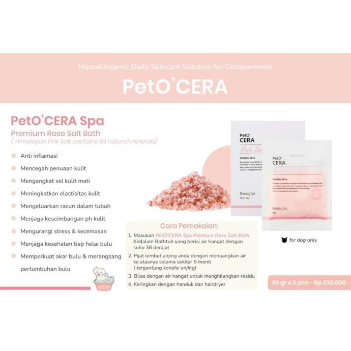 Grosir Petocera Rose Salt Bath Spa / Pet Spa / Bubble Bath For Pet / Spa Anjing Sensitive Skin