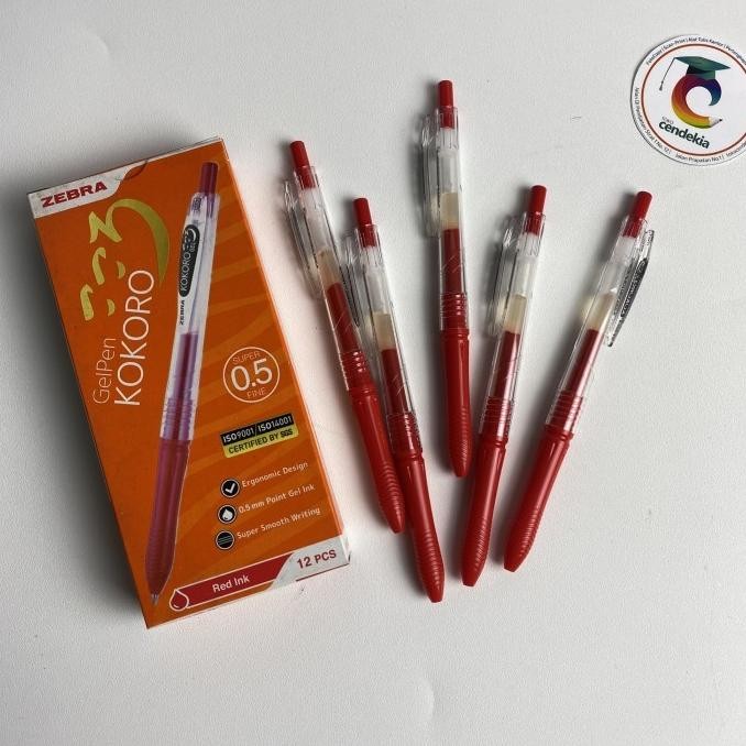 

&<&<&<&] Pulpen Zebra Kokoro gel merah 0.5 mm