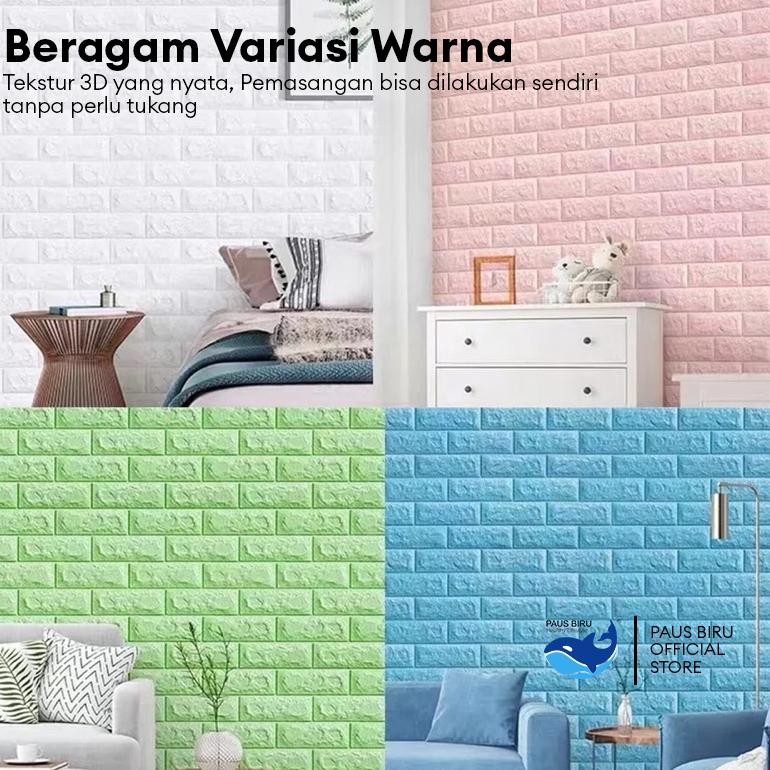 TERMURAH Paus Biru - Paket 10 Pcs   Wallpaper Dinding 3d Foam Motif Batu Bata 70 X 77 cm uk-80