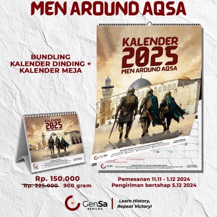 

Kalender 2025 Gensa Full Color Tema Mengungkap Peristiwa Besar, Tokoh Sejarah Islam Seputar Al Aqsha