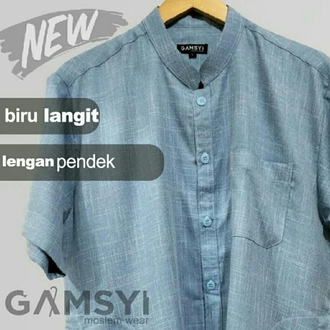 Baju koko linen lengan pendek/koko Gamsyi terlaris