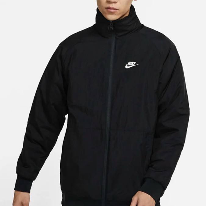 NIKE SWOOSH SHERPA JACKET REVERSIBLE BLACK WHITE BQ6546-011