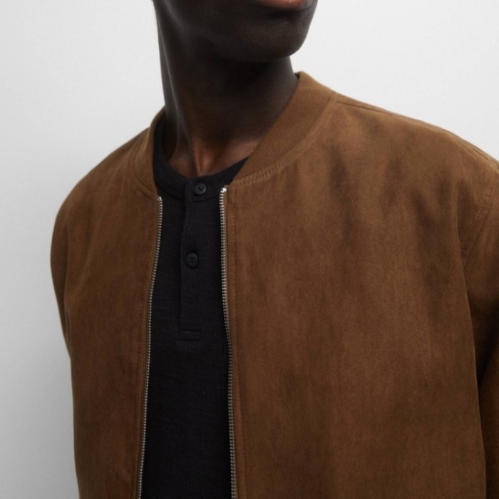 PULL AND BEAR Basic Bomber jacket jaket Suede Coklat Krem PULL&BEAR ORIGINAL STORE