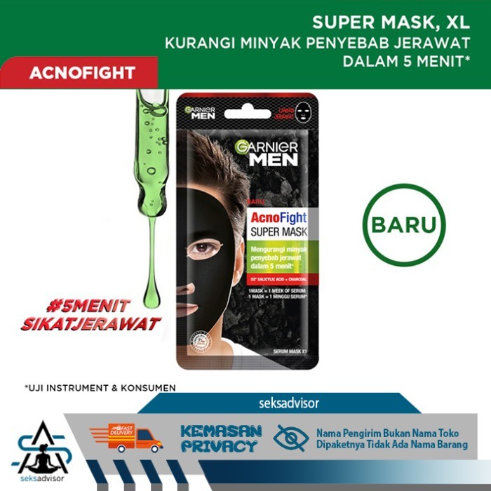 Garnier Men Acno Fight Super Mask. Masker Wajah Pria Berjerawat