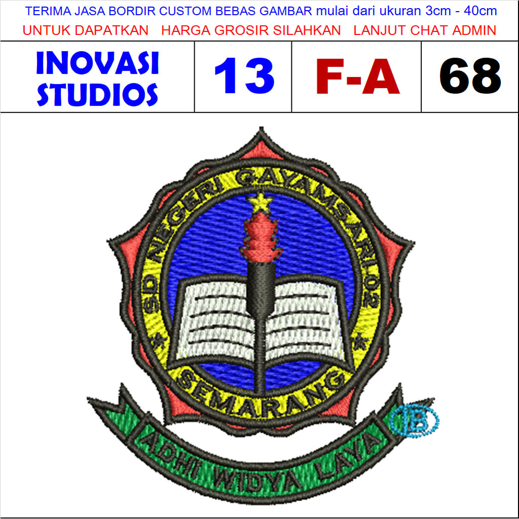 PATCH BORDIR LOGO F-A68 SD NEGERI GAYAMSARI 02 SEMARANG - IPATCH STUDIOS REVIEW/TESTIMONI