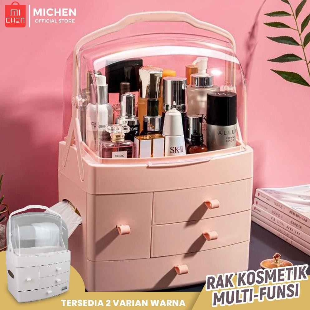 TON>> [COD] RAK KOSMETIK PREUM/RAK MAKE UP BAHAN TEBAL RAK PENYIMPANAN PLASTIK 4LACI BISA DI GANTUNG