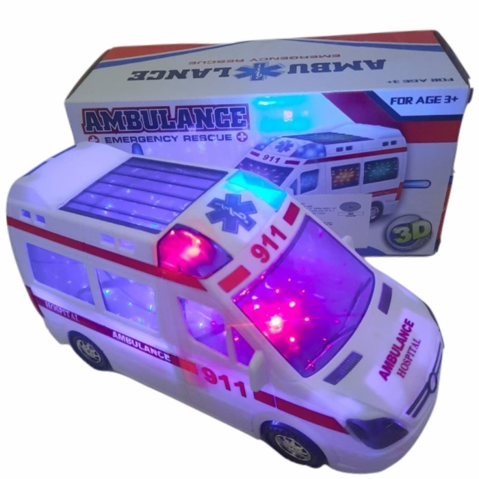 MAINAN MOBIL AMBULANCE BESAR / MAINAN AMBULANCE BATERAI ANAK SIRINE