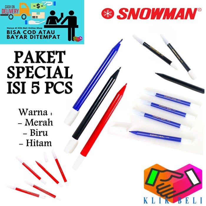 

PAKET SPECIAL ISI 5 PCS Snowman Spidol Warna Pensil PW-1A Marker Pencil