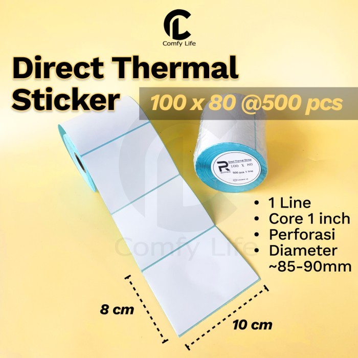 

PROMO! KERTAS STICKER LABEL PRINTER BARCODE 100 X 80 MM - 1 LINE - THERMAL