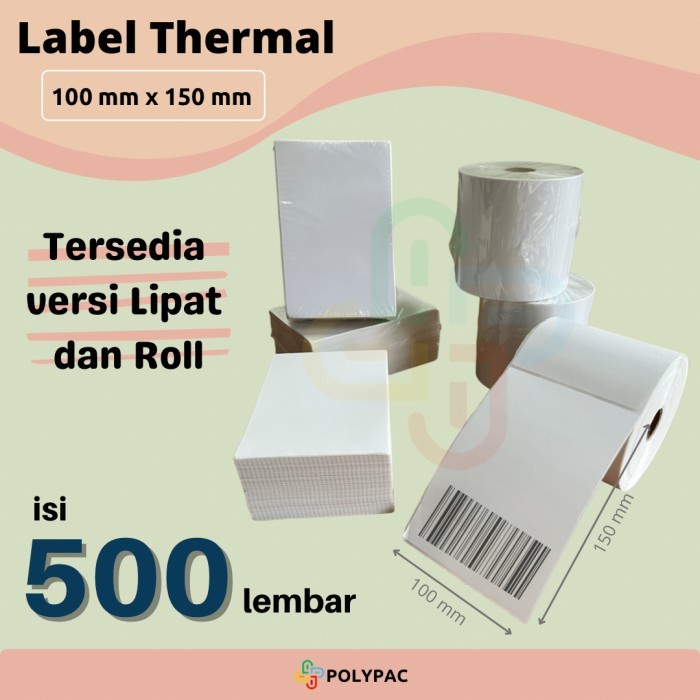 

PROMO! Label Thermal Sticker [100 x 150 mm] isi 500 pcs - Stiker Resi Barcode