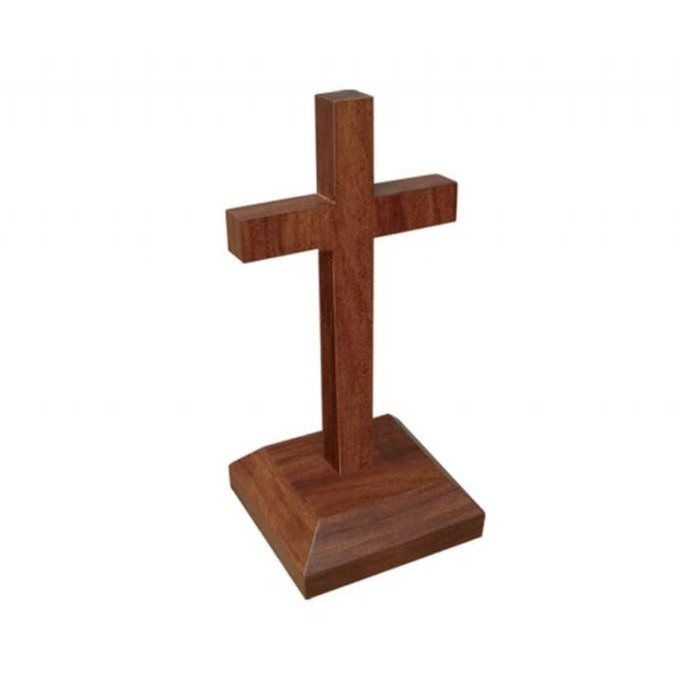 Hits Salib Duduk Kristen Kayu 20Cm  - Salib Duduk Kayu Kristen - Salib Kayu