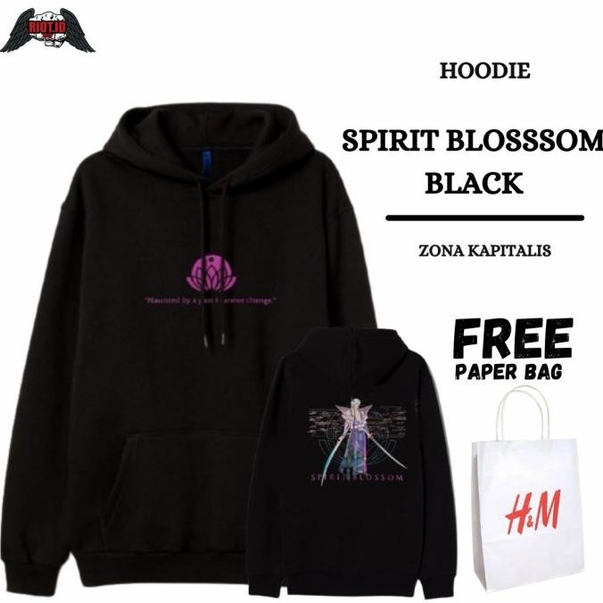 Bagus  Hoodie H&M Spirit Blossom Hitam Free Paper Bag Hnm Jaket Pria Wanita Premium