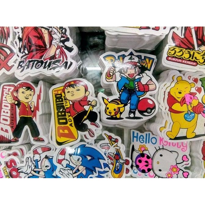 sticker isi 850 pcs motif kartun animasi anak stiker motor helm kaca