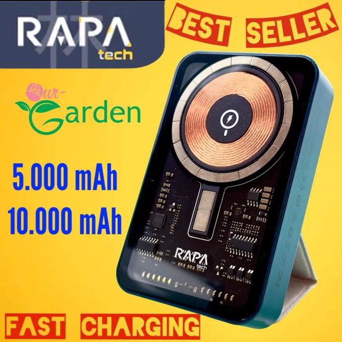 RAPAtech PB2011  Powerbank 5000/10000mAh Wireless PD20W Line+ MFi 27W Terlaris