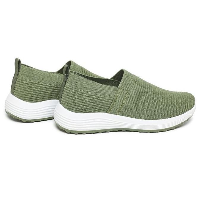 SEPATU RAJUT SLIP ON WANITA OLAHRGA TANPA TALI SPORT SHOES HIJAU A-667 BS01